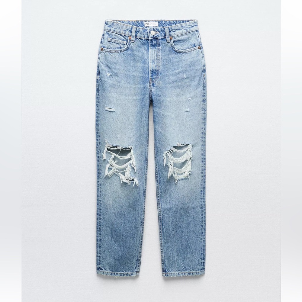 Zara Ripped Mom Fit Jeans
